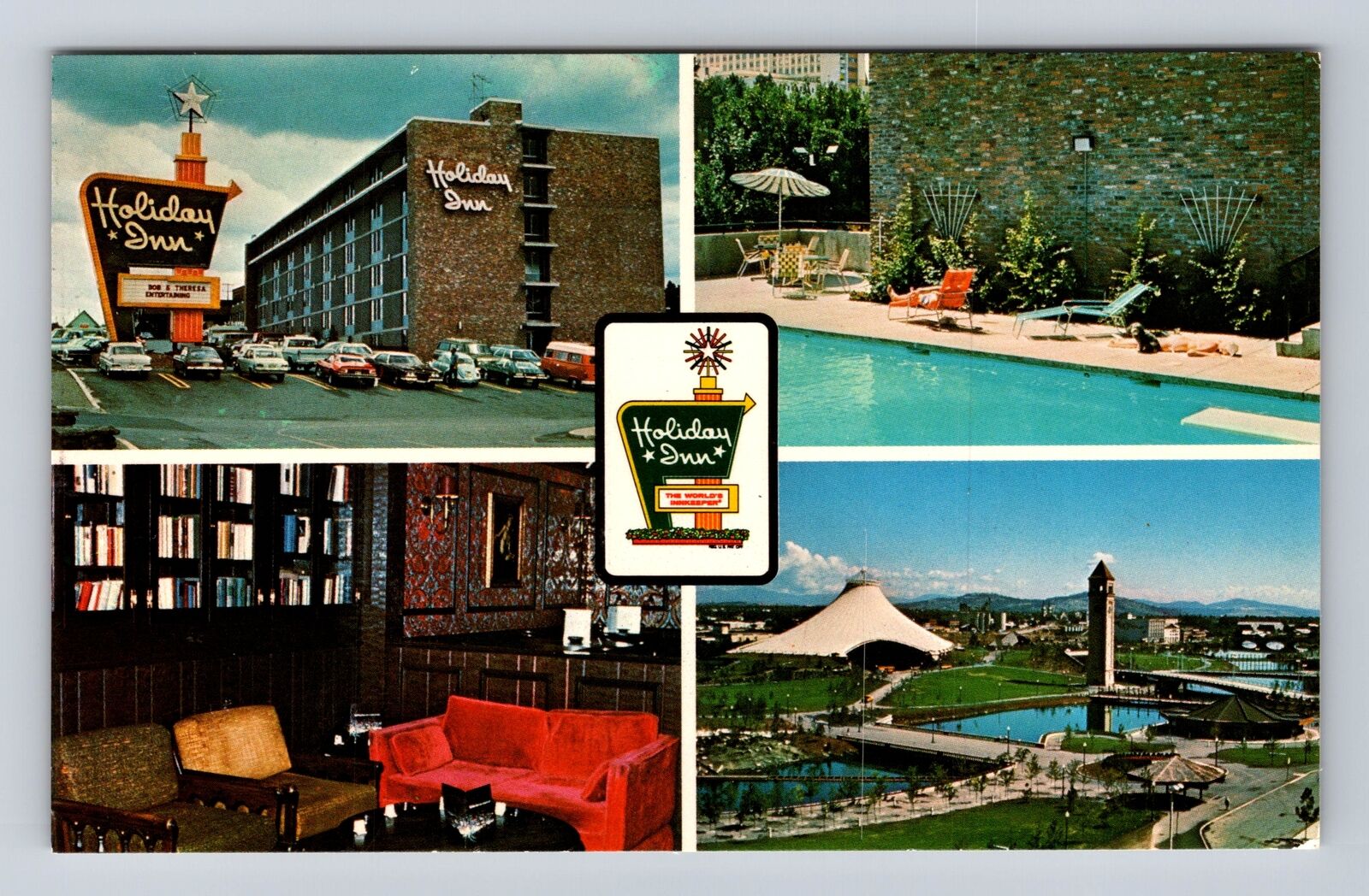 Spokane WA-Washington, Holiday Inn, Advertisement, Antique, Vintage Postcard