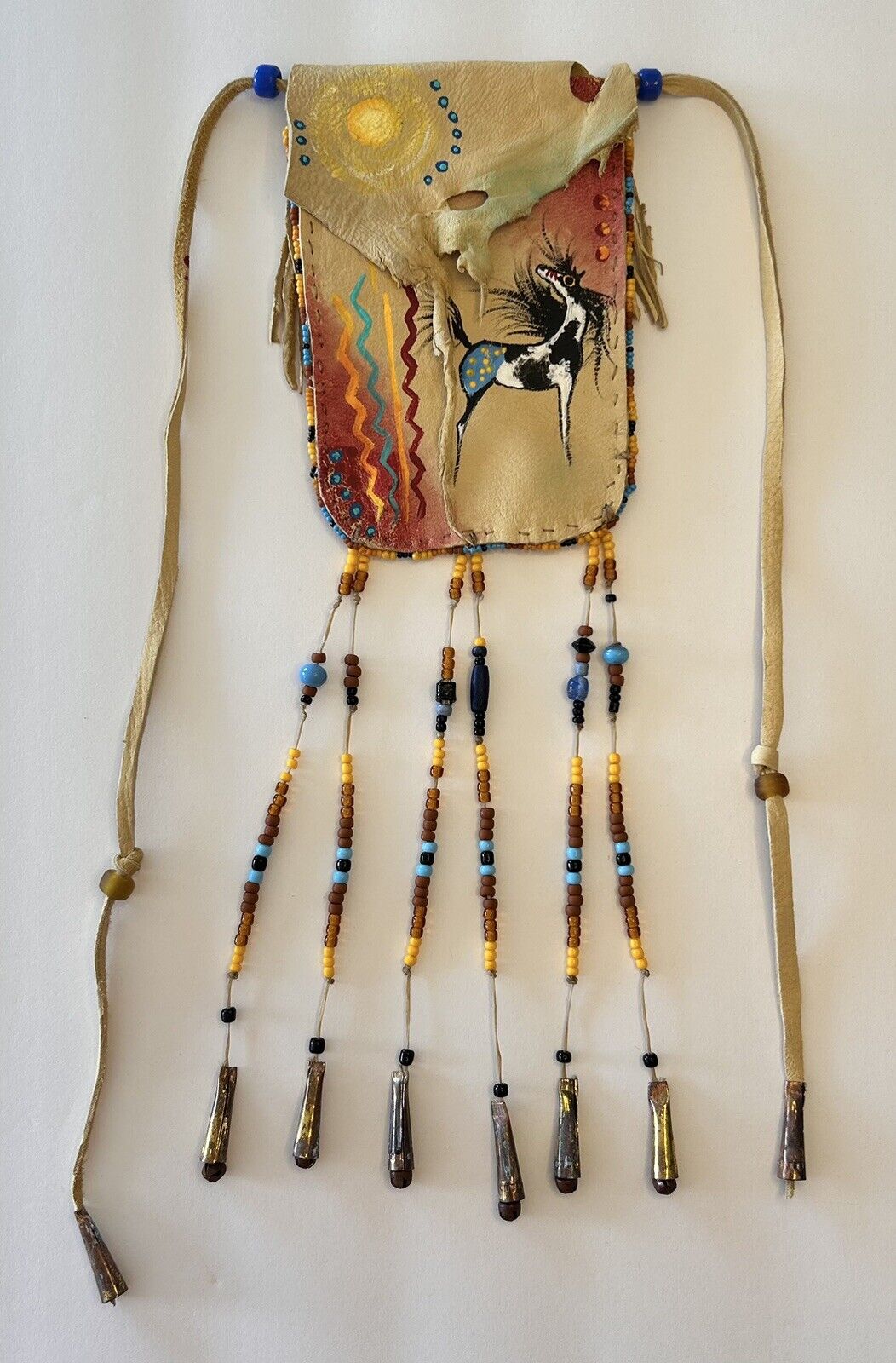 Medicine Bag Pouch Native American Indian Style Spiritual Paint Wild Horse Ooak