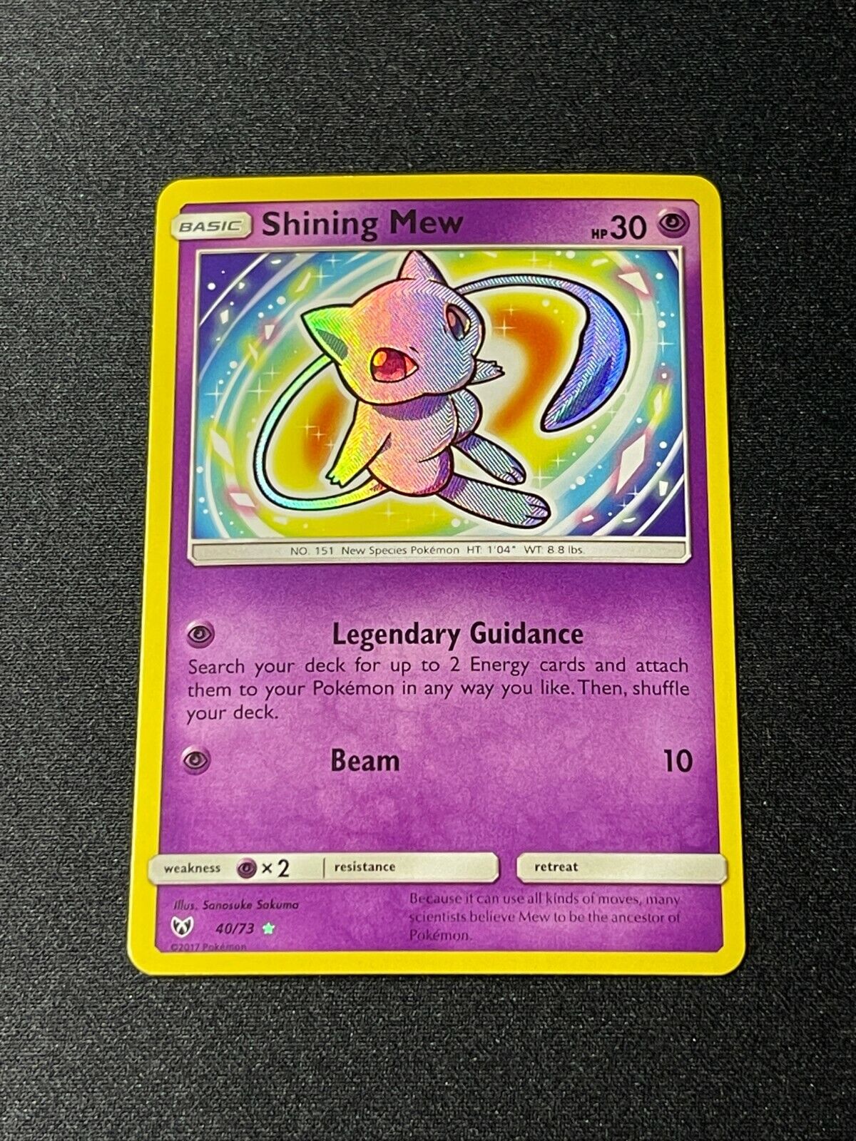 Pokemon Shining Legends Shining Mew Holo 40/73 - Near Mint Condition Card