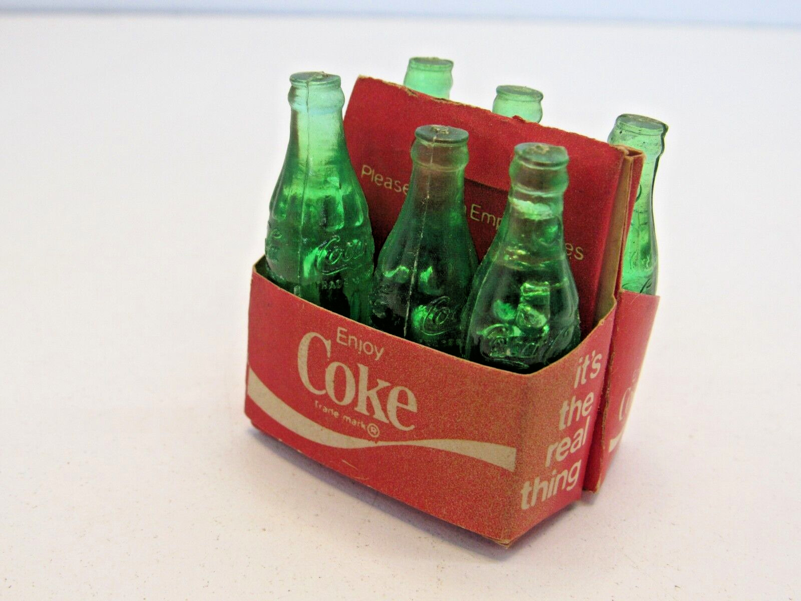 Vintage Miniature Enjoy Coke Coca-Cola in 6 Pack with 6 Plastic Bottles #GK