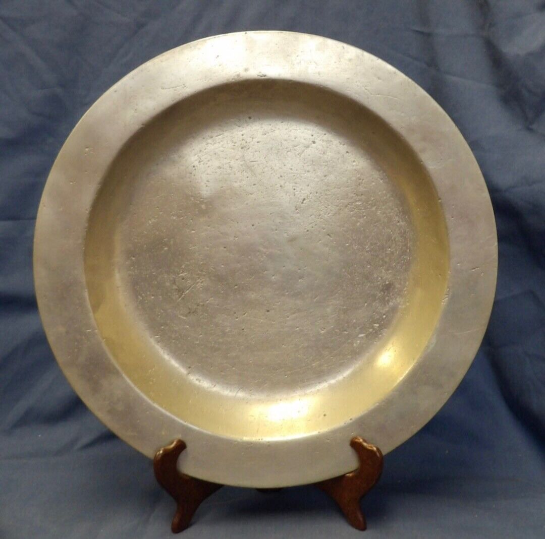 Large Antique 19th Century Deep Well Pewter Plate Charger. #1