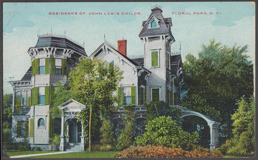 Residence of John Lewis Childs at Floral Park NY postcard ca 1910