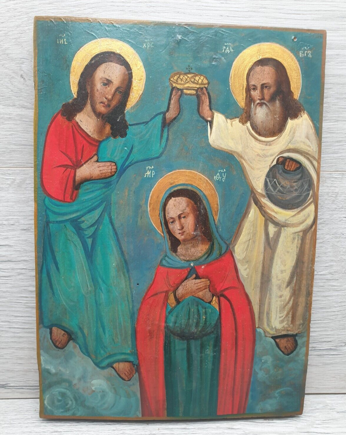 Antique Orthodox icon of  Intercession of the Blessed Virgin Mary 19th century