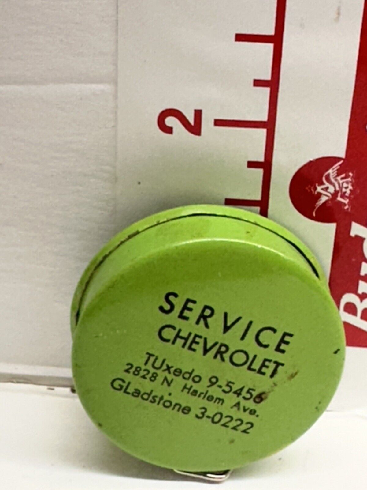 Vintage circa 1950's CHEVROLET SERVICE MADE USA advertising pocket tape measure