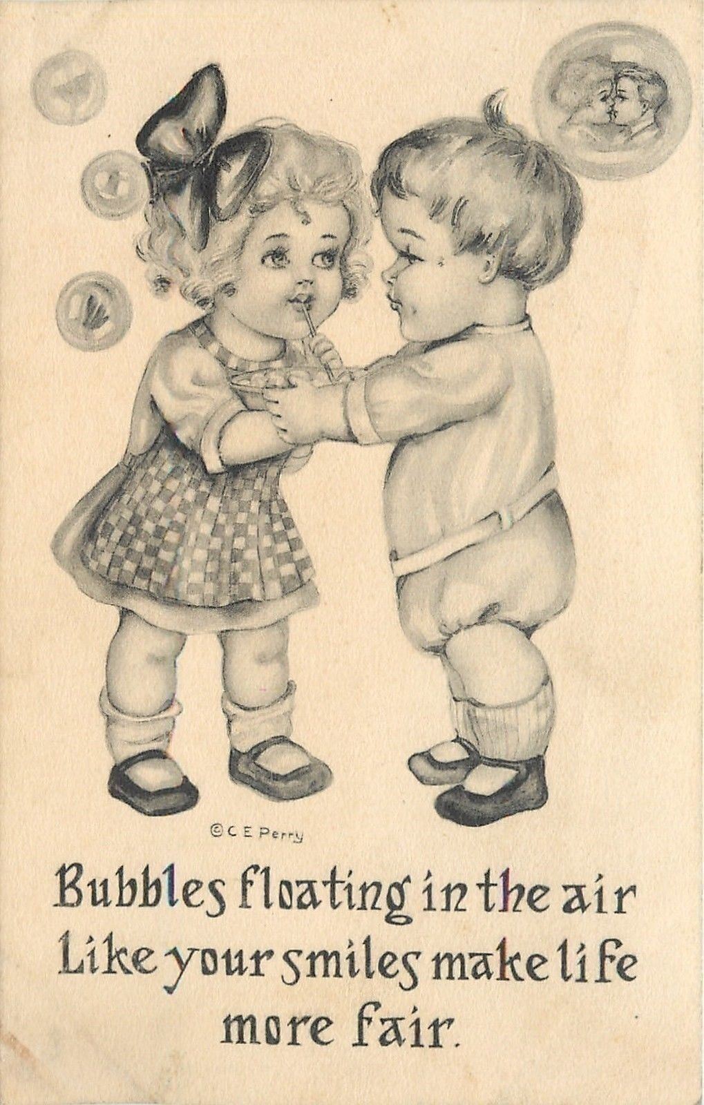 Romantic Kids~Bubbles Floating~Like Your Smiles~Life More Fair~Artist CE Perry