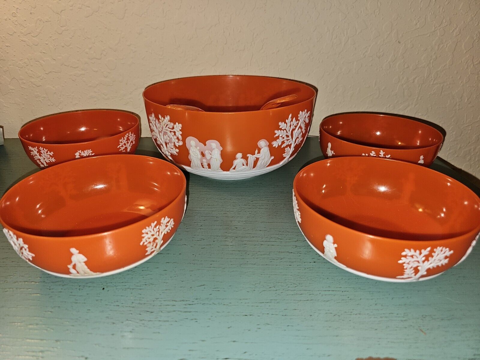 Vintage 1960\'s Wedgewood Jasperware-Style Plastic Serving Bowl Set-Very Rare