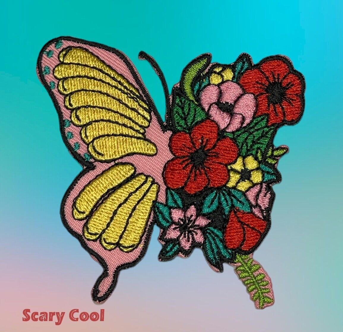 New Butterfly Flower Wing  Hippy Embroidered Biker Iron On Patch