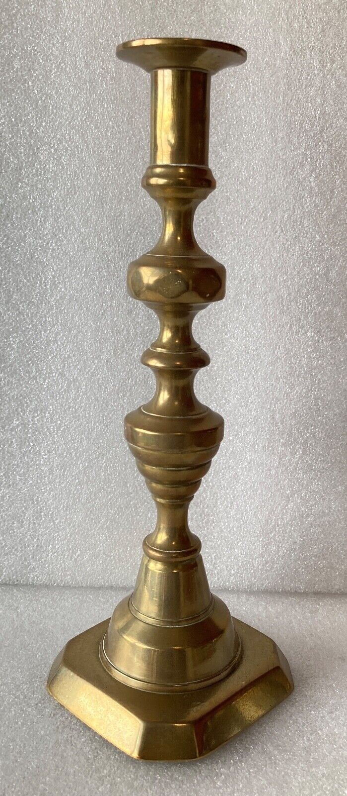 1 x Antique 1800s Queen Ann Brass Candlestick – Beautiful 10\