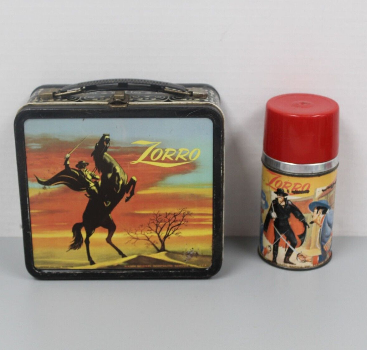 Vintage 1958 Zorro Lunch Box Walt Disney  by Aladdin with Thermos