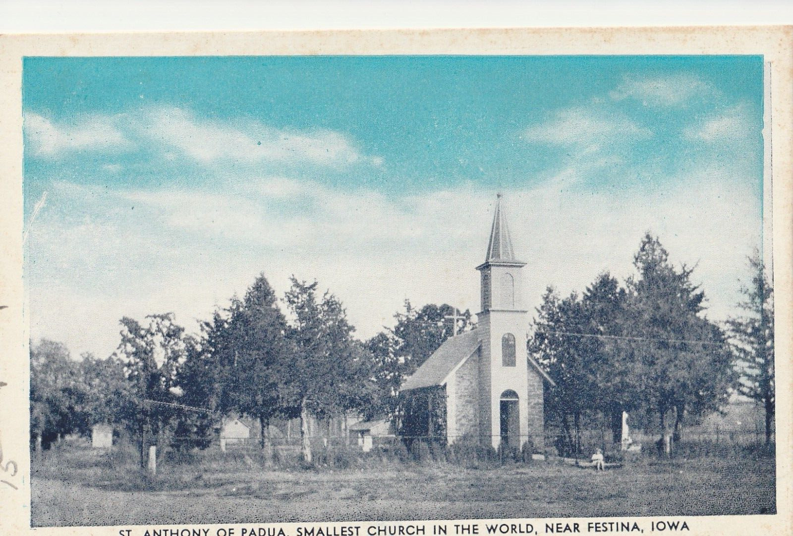 Vintage Postcard Smallest Church in the World Festina, Iowa Unposted