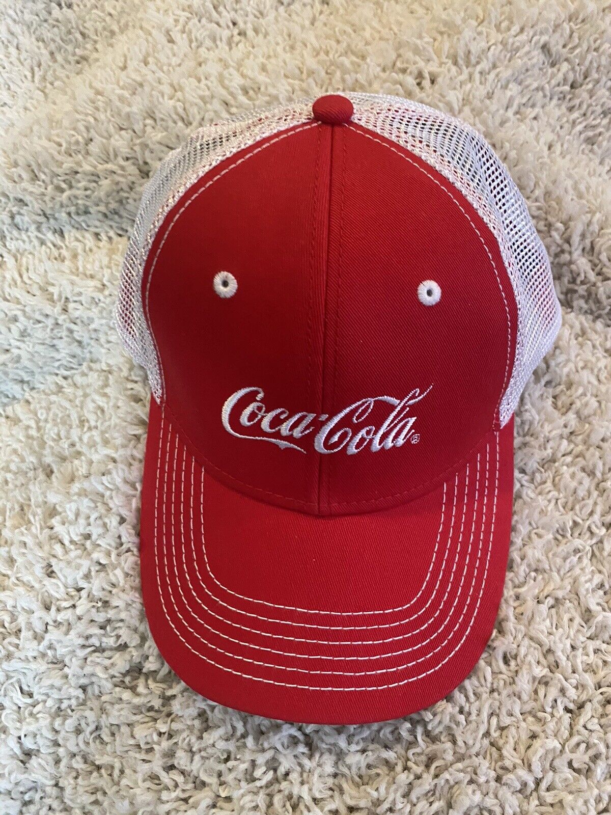 Coca-Cola Red Baseball Cap Hat Adjustable Enjoy Coca-Cola Logo in White
