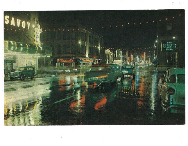 c.1960s Toronto Ontario Canada Night Of Yonge St Looking South Postcard UNPOSTED