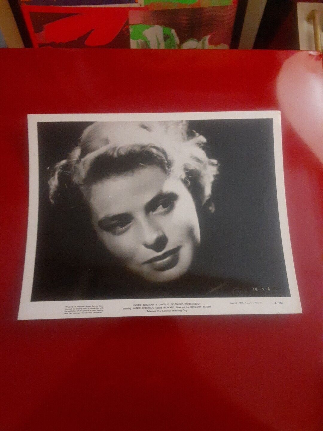 Ingrid Bergman Vintage Photo Embossed 8x10.25in Approx