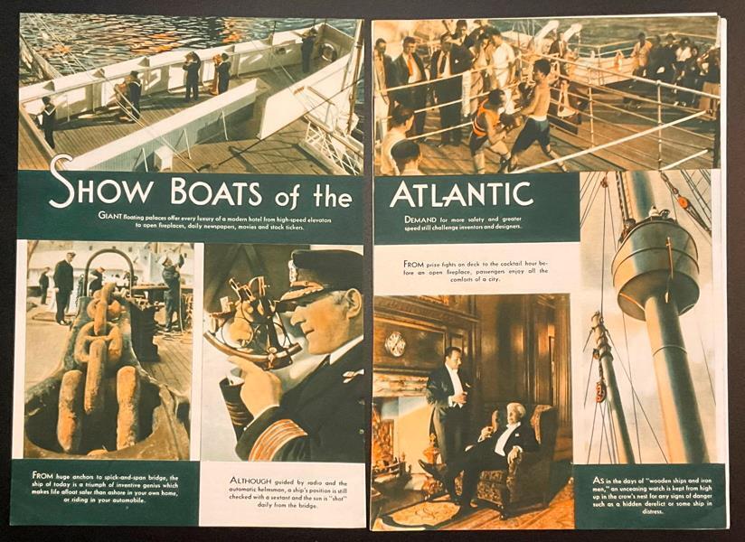 1934 SS Rex pictorial “Show Boats of the Atlantic” Aquitania~Empress of Britain