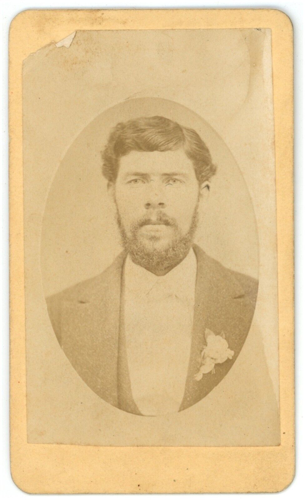 CIRCA 1870\'S CDV Featuring Large Handsome Man With Beard Wearing Suit & Tie