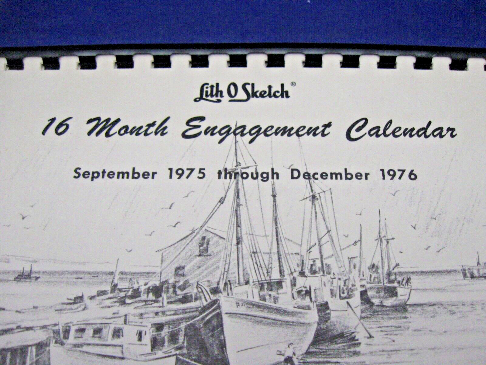 VINTAGE 1975-76 CAPE COD CALENDAR W BEAUTIFUL LITHOGRAPHS BY JAS. F. MURRAY