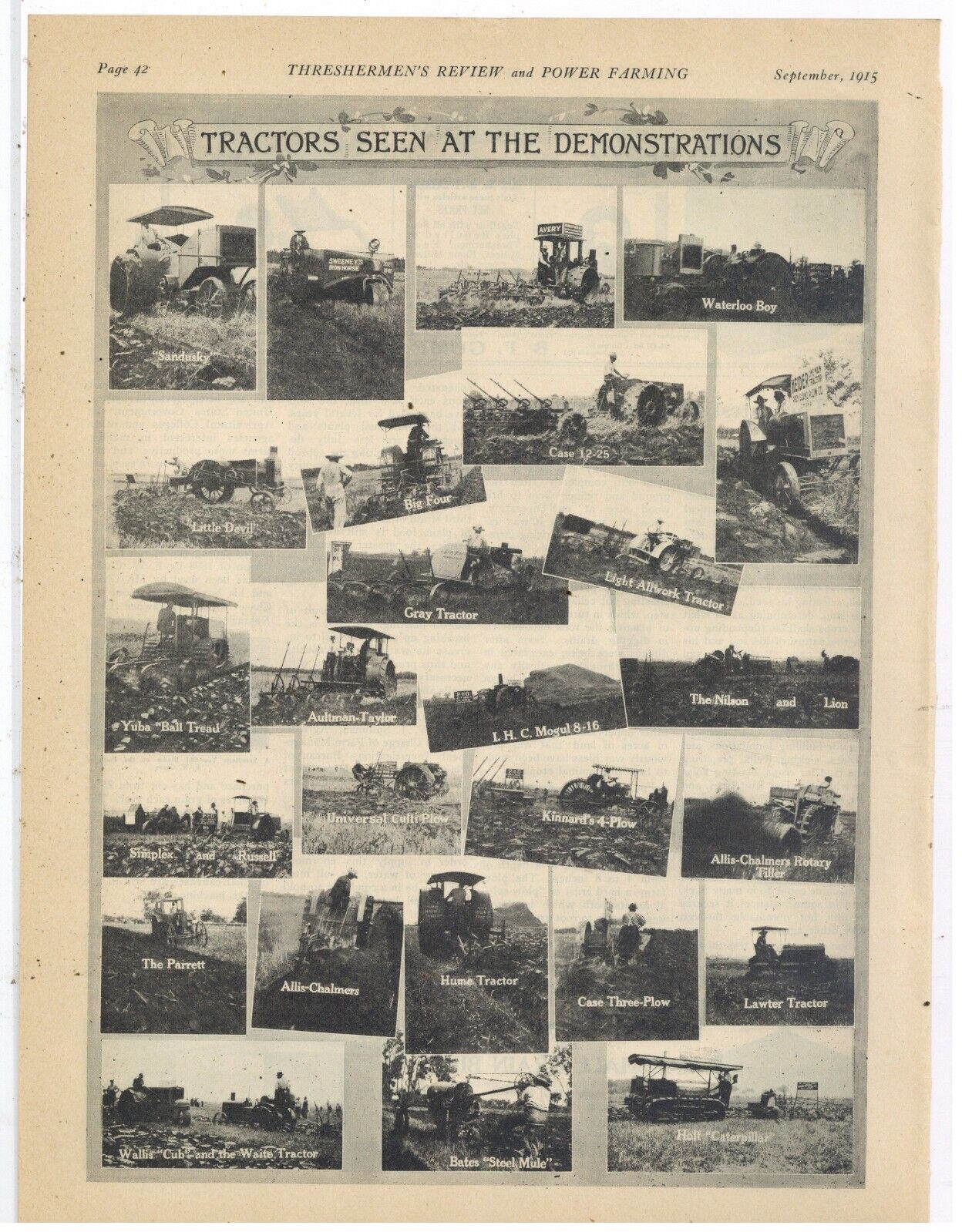 1915 Fremont, Nebraska Tractor Contest Pics - Case, Waterloo Boy, Yuba, Lion +++