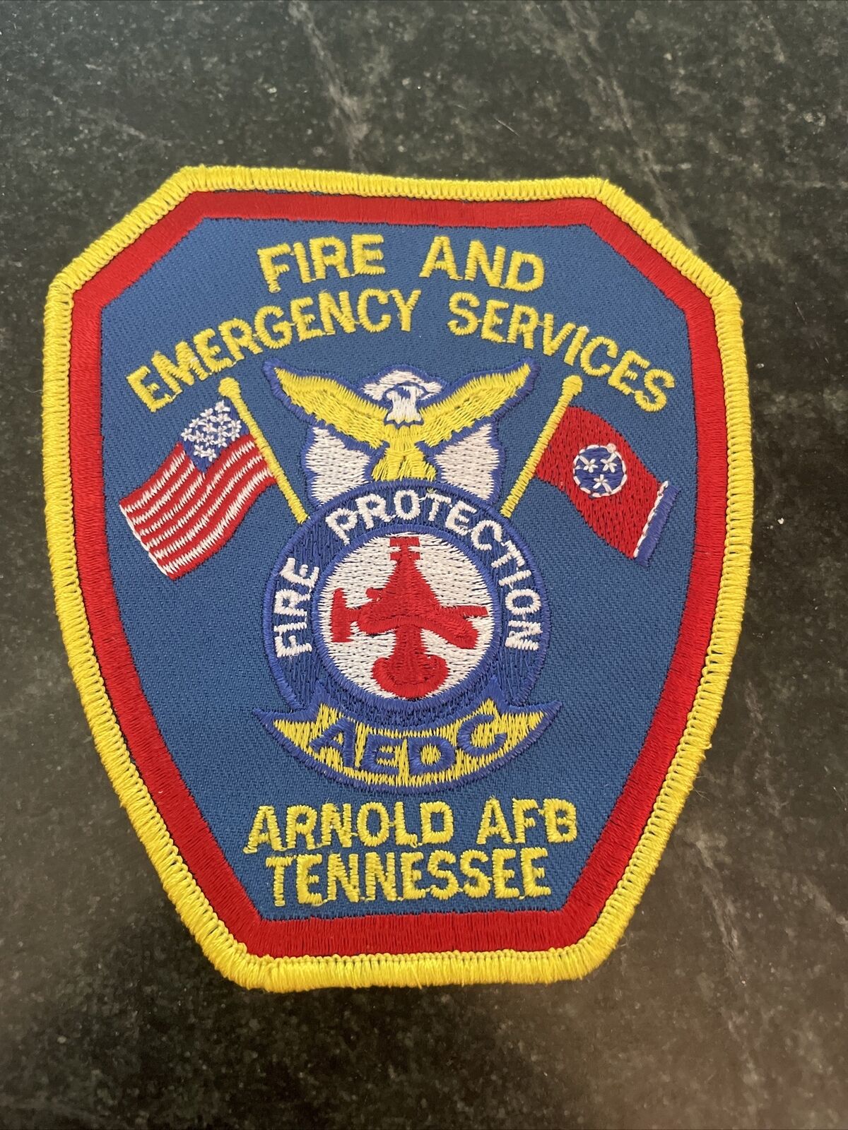 Arnold TN Tennessee AFB USAF Fire Rescue Dept Patch Iron On AEDC ARFF Rare Vtg