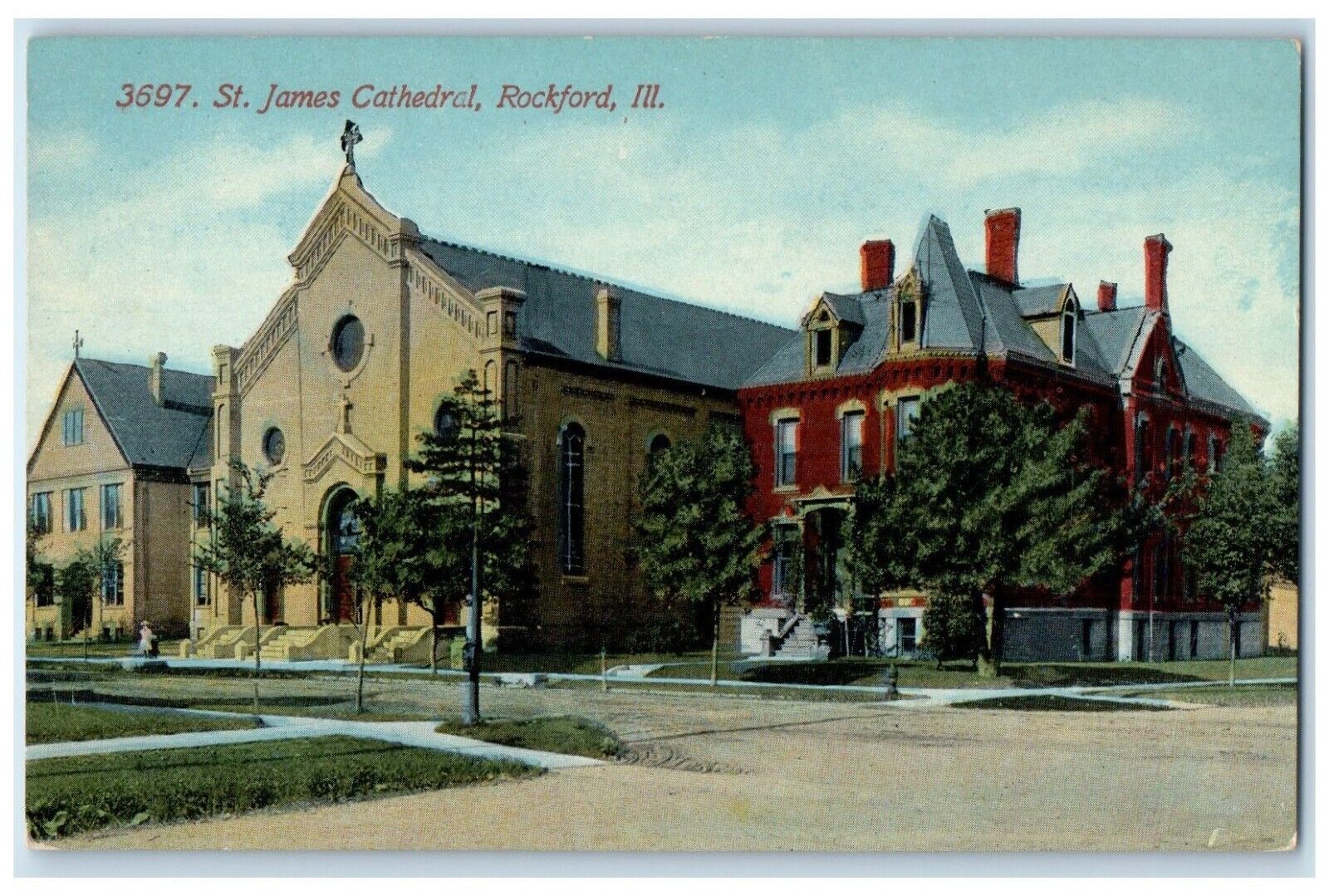 c1910\'s St. James Cathedral Rockford Illinois IL Unposted Antique Postcard