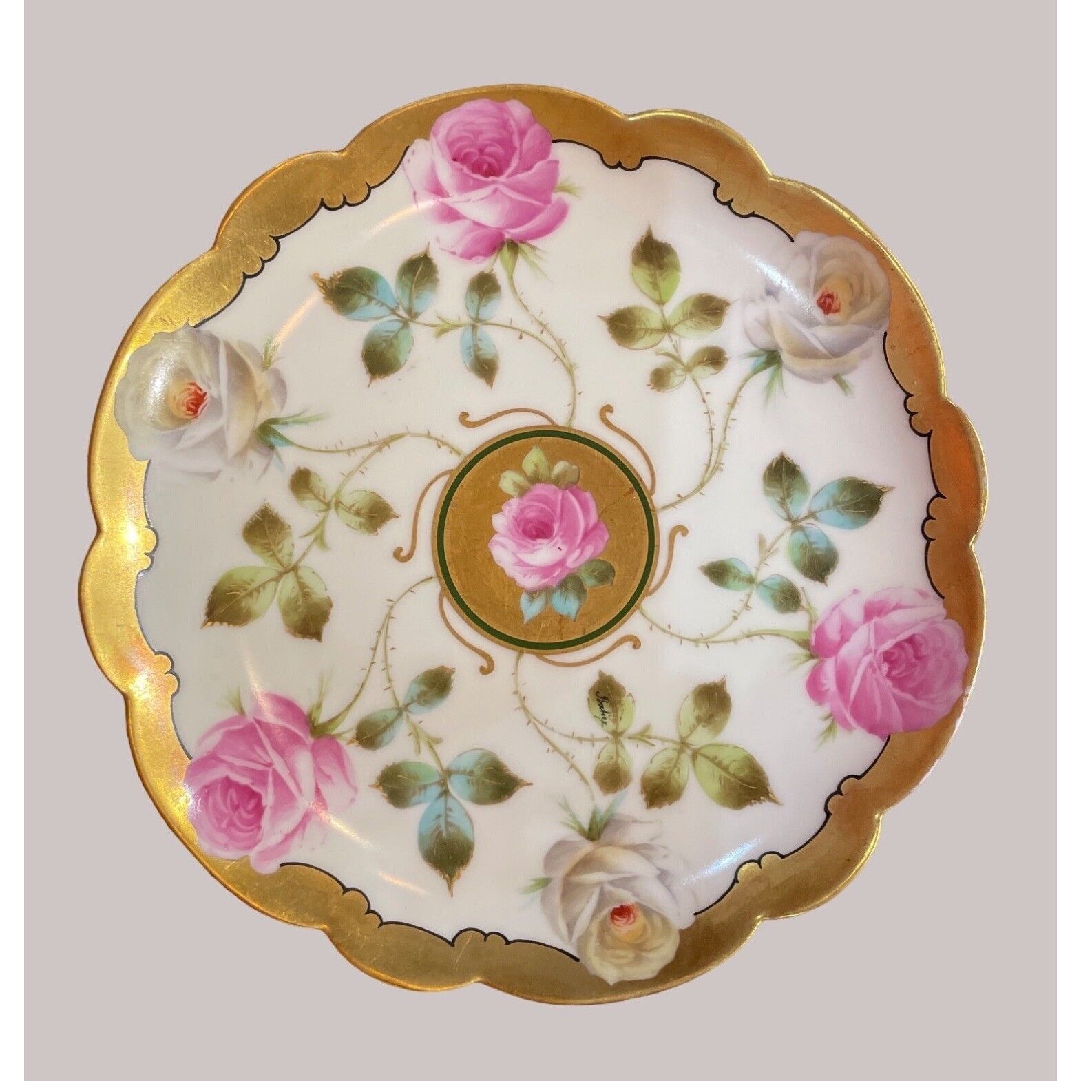 Limoges France Antique Porcelain Handpainted 8” Plate Stunning Signed