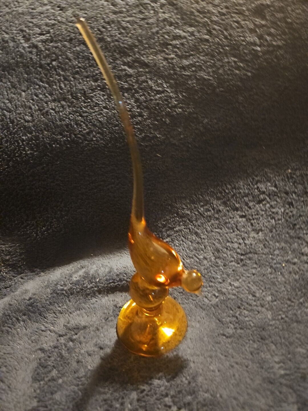 Vintage MCM Viking Glass Epic Amber Bird Figurine 9 1/2”
