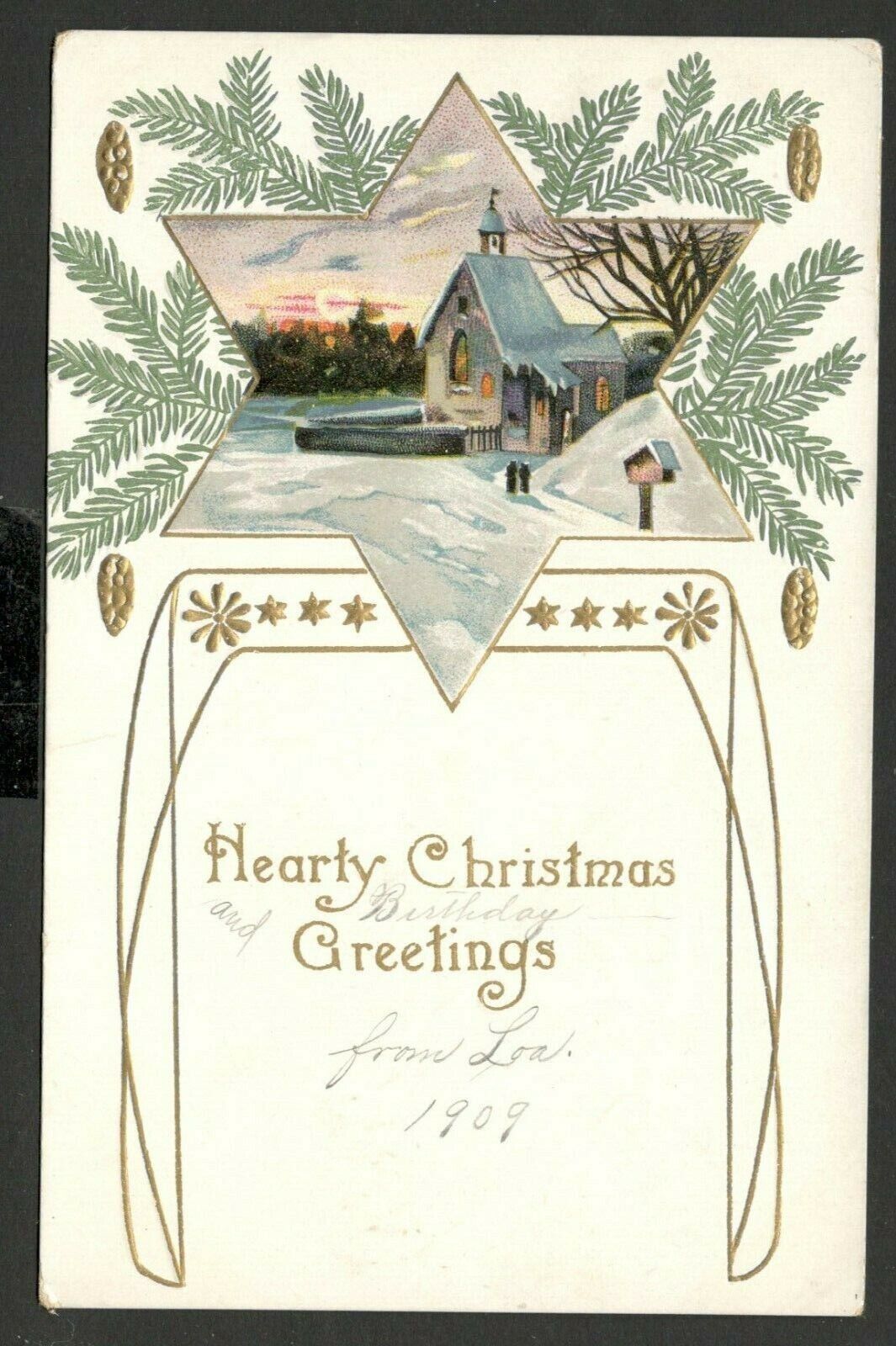 USA - Old Christmas greetings postcard - 1909.  (16)