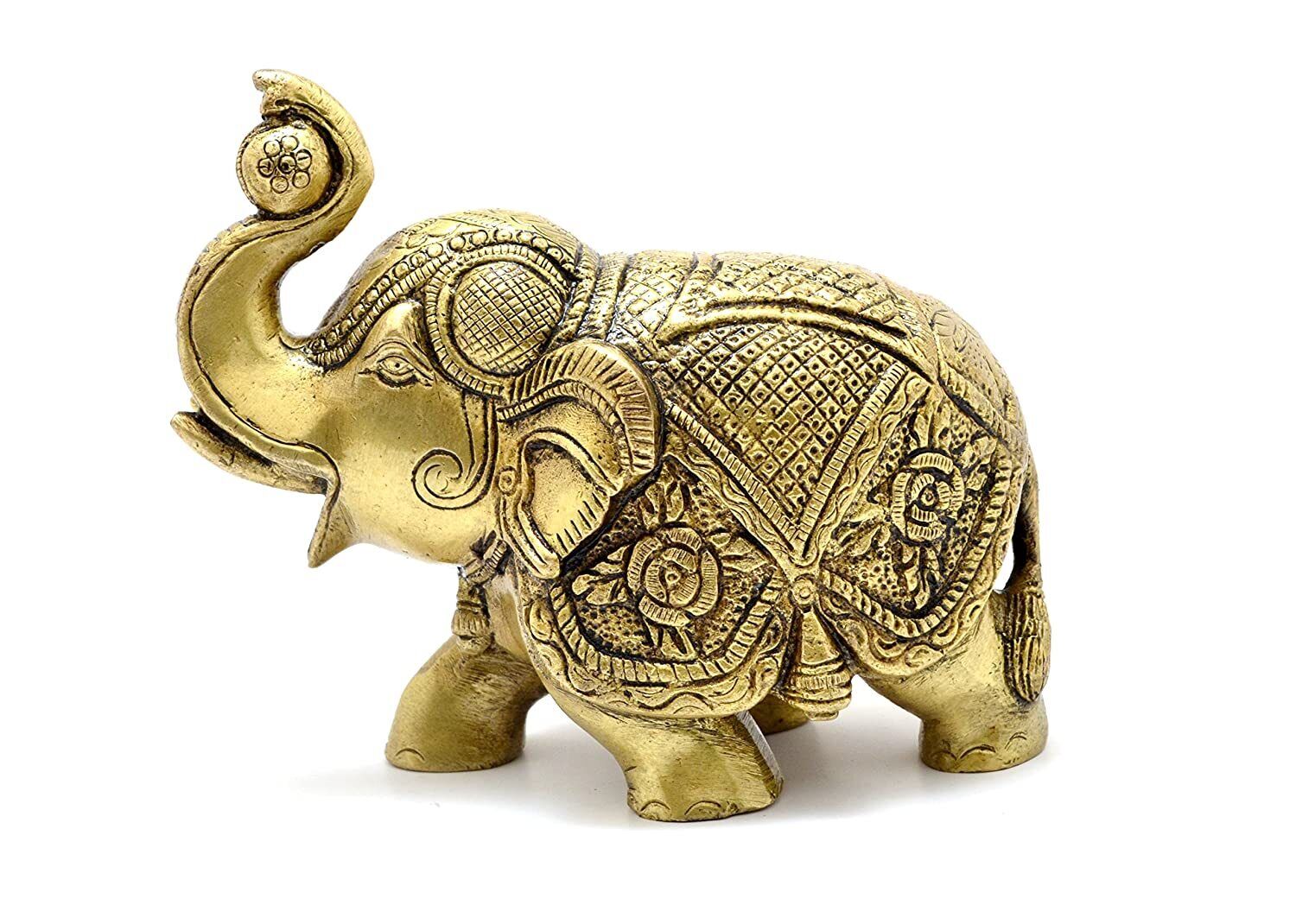Maharaja Elephant Design Brass Showpiece (5 X 2.5 X 4 Inches, Pack of 1)