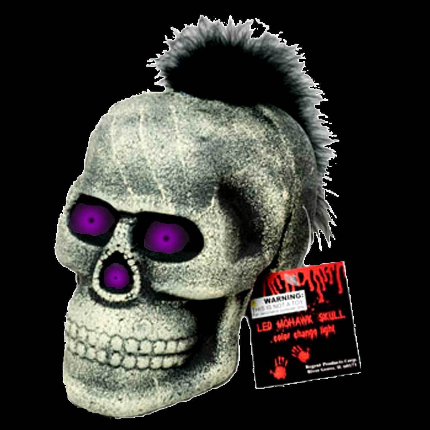 6in Gothic Color Change LED Light SKULL FEATHER MOHAWK Halloween Prop Decoration