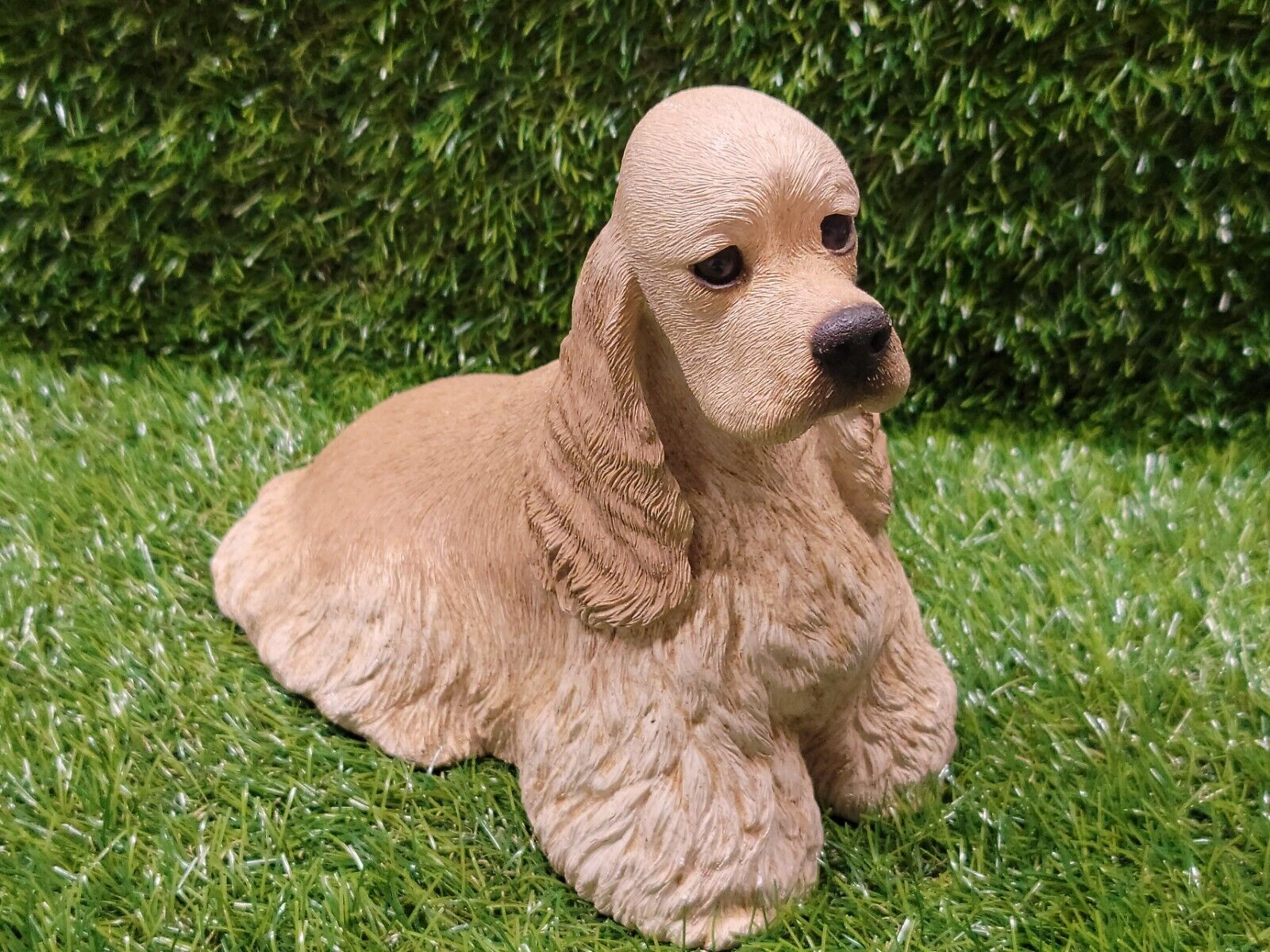 VINTAGE Sandicast  COCKER SPANIEL Dog Buff Sandra Brue HEAVY Sculpture 8” Signed