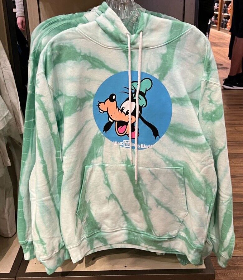2023 Disney World Parks Goofy Green Tie Dyed Hoodie Sweatshirt Size Small NEW