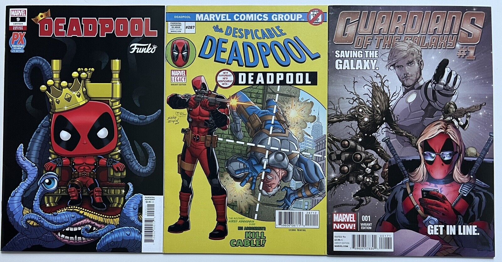 Deadpool #9 Funko Variant Deadpool #287 2nd print Guardians #1 Deadpool Variant