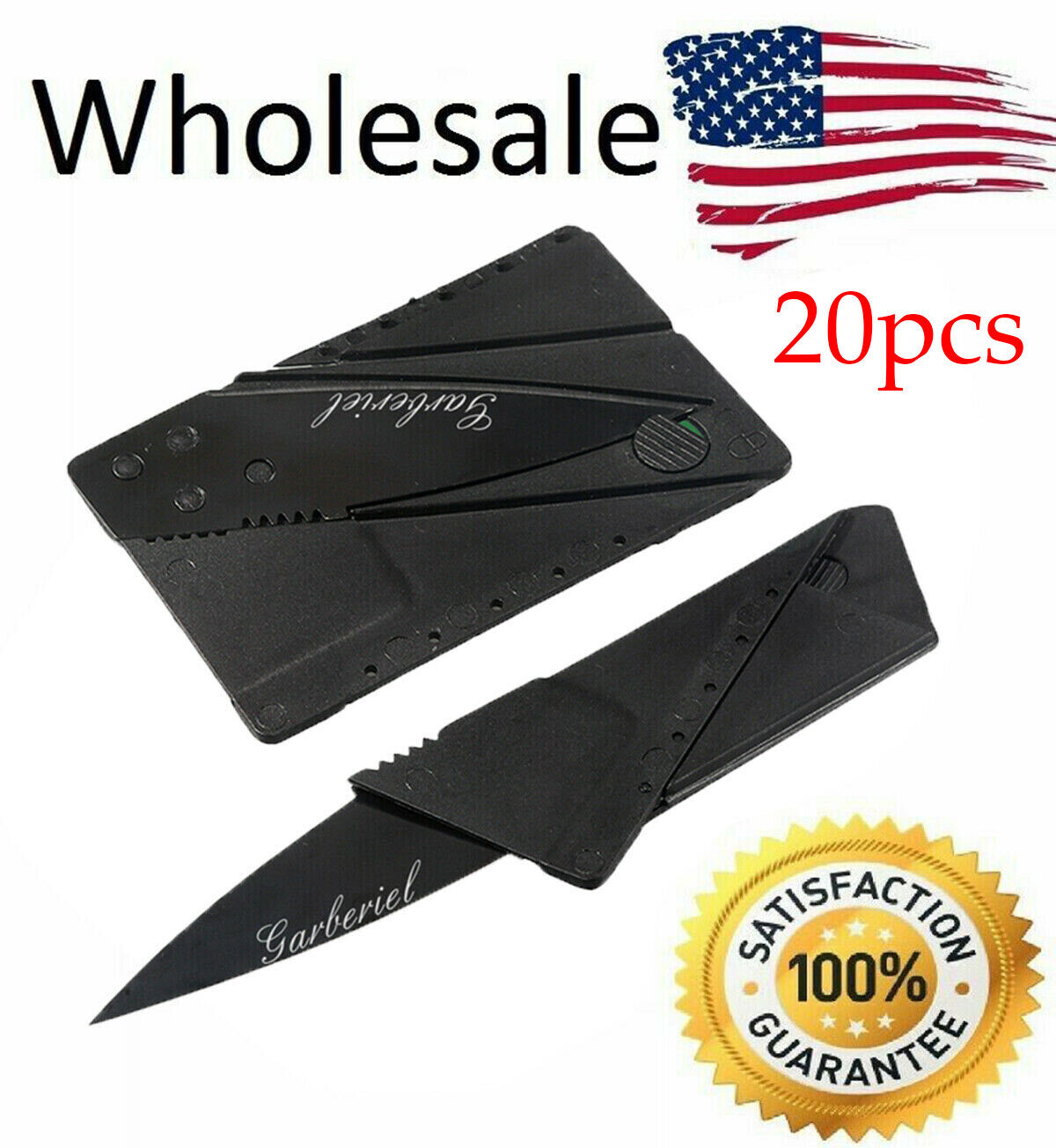 20 PACK Credit Card Folding Knife Black Wallet Sharp Thin Knives Hunting Camping