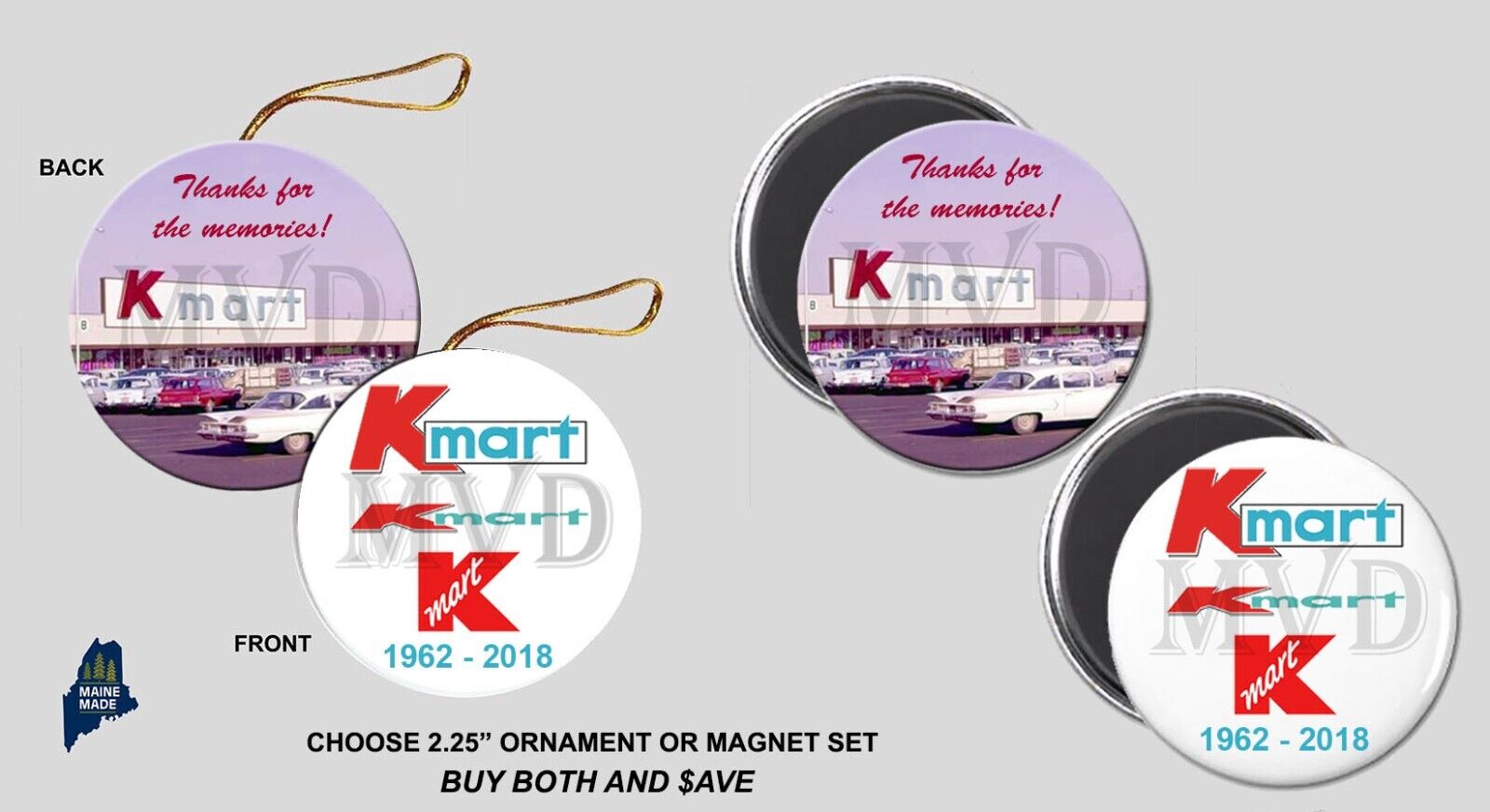 K MART Ornament / Magnets - Collectible Logo Vintage Defunct Retail KMART Kresge