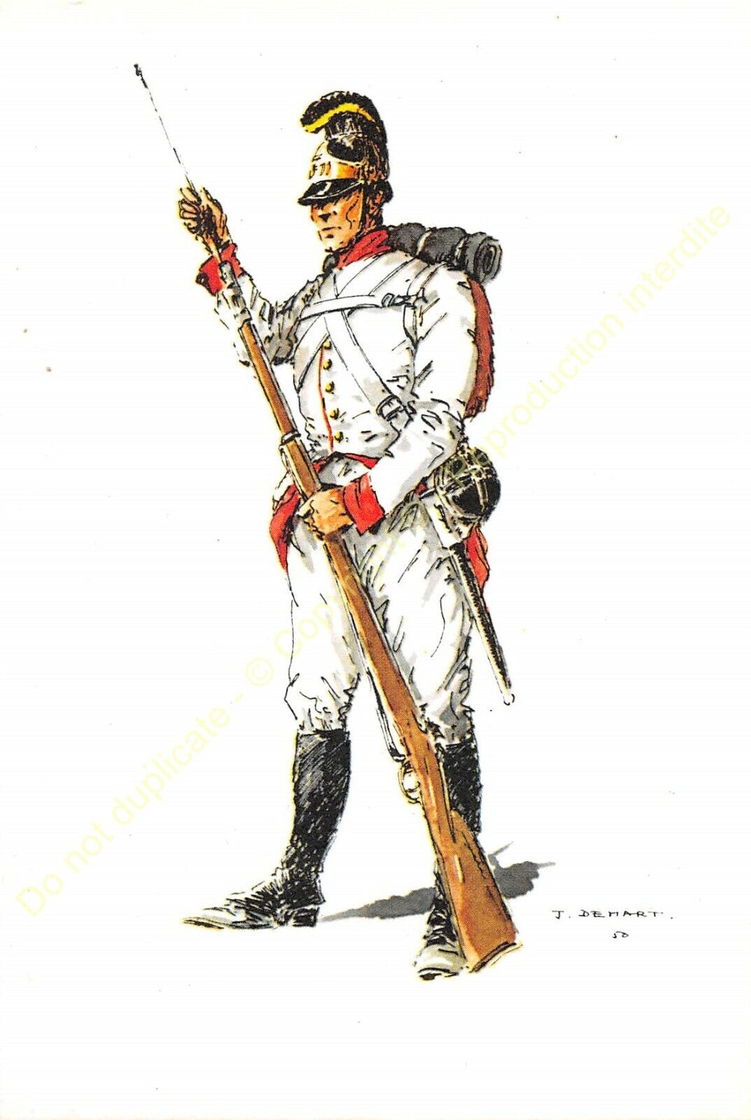 Illustration J.Demart Militaria Belgium Regiment Archduke Joseph 1802