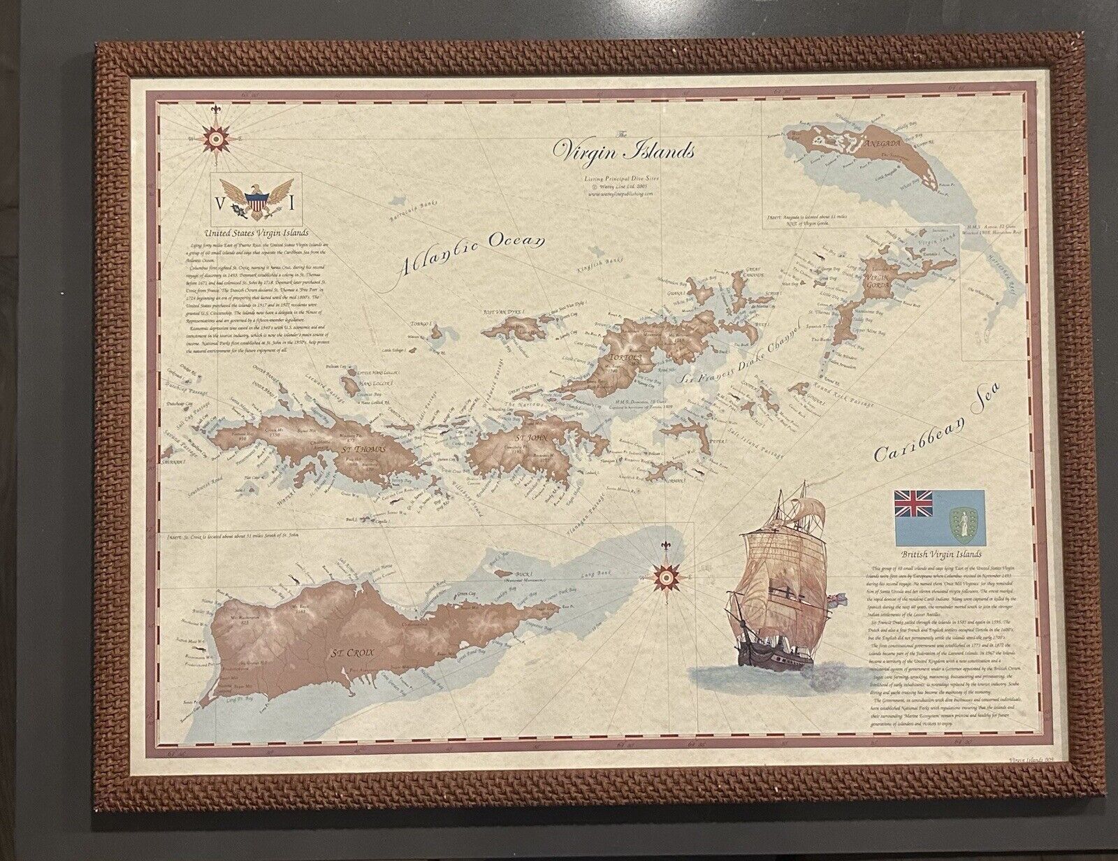 The Virgin Islands Map Framed