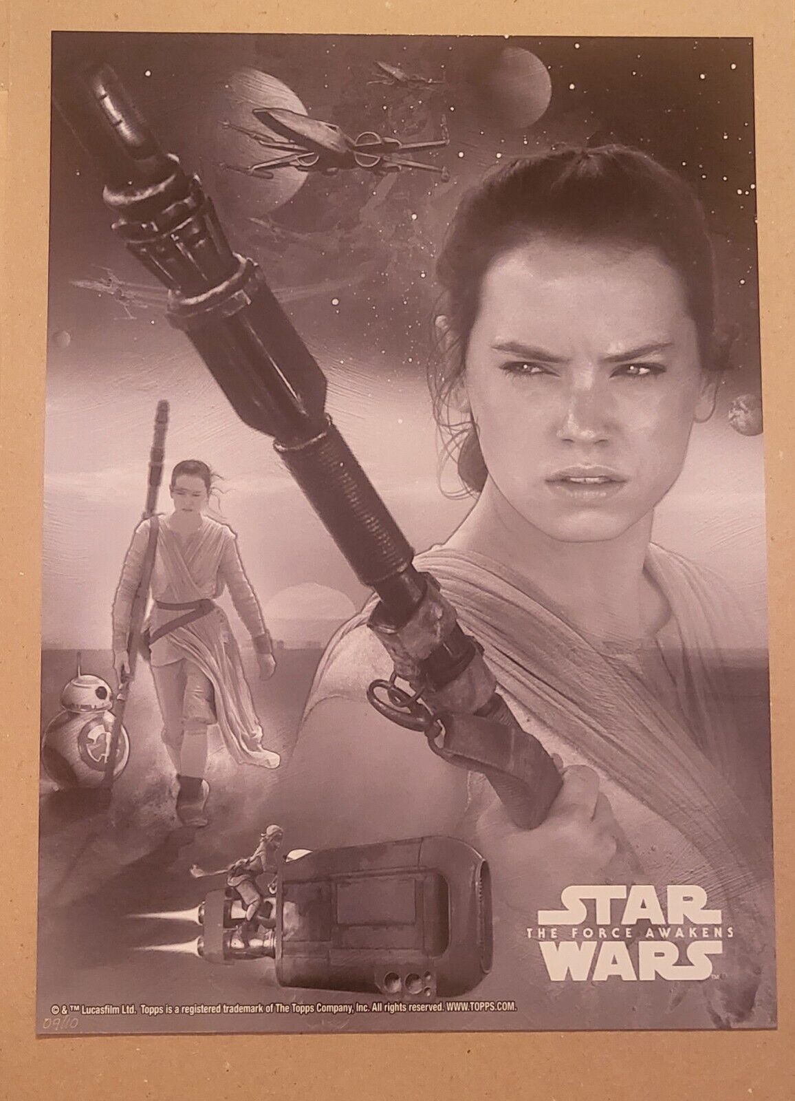REY Star Wars Force Awakens Jedi Skywalker 10x14 card #/10 RARE exclusive