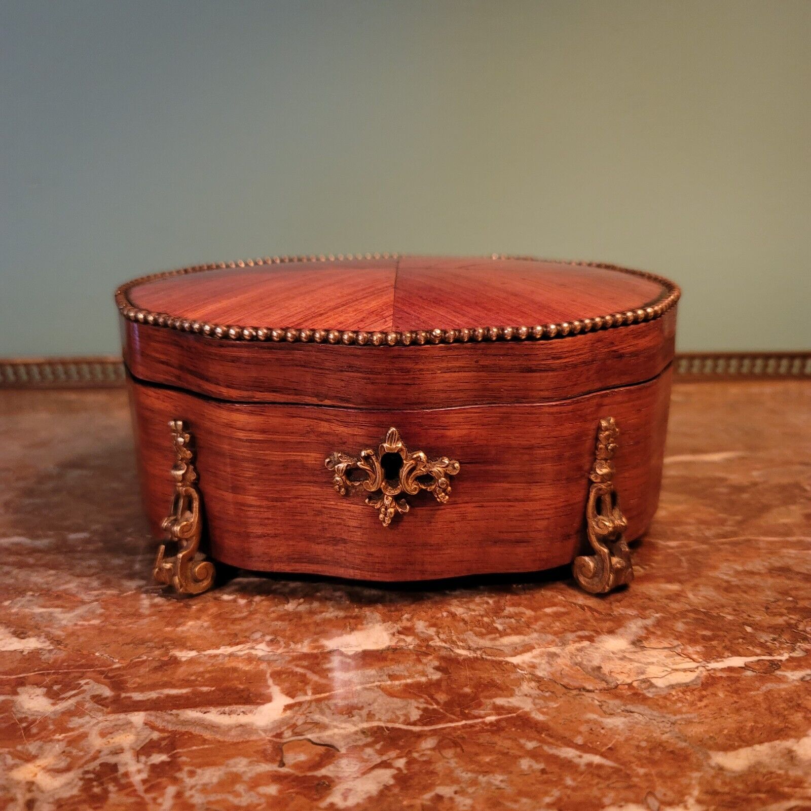 Napoleon 111  ~ Kingwood ~ Parquetry ~ Footed Trinket Jewelry Box