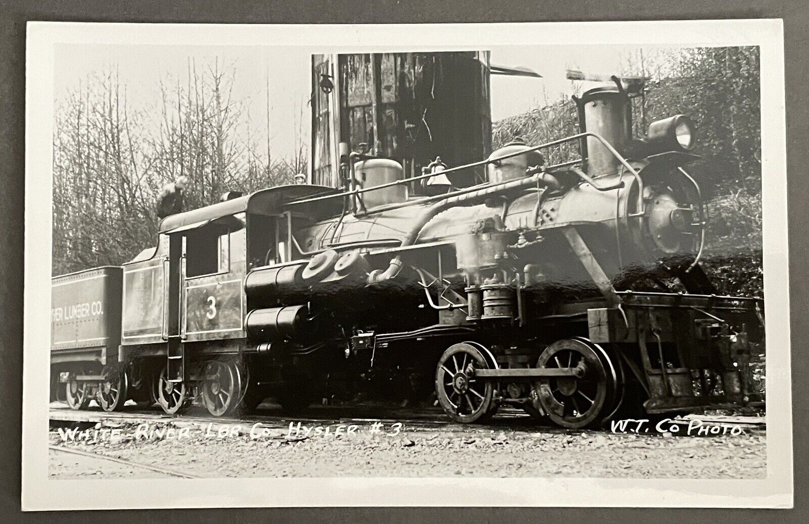 White River Lumber Co Heisler #3 Locomotive, W.T. Photo, RPPC