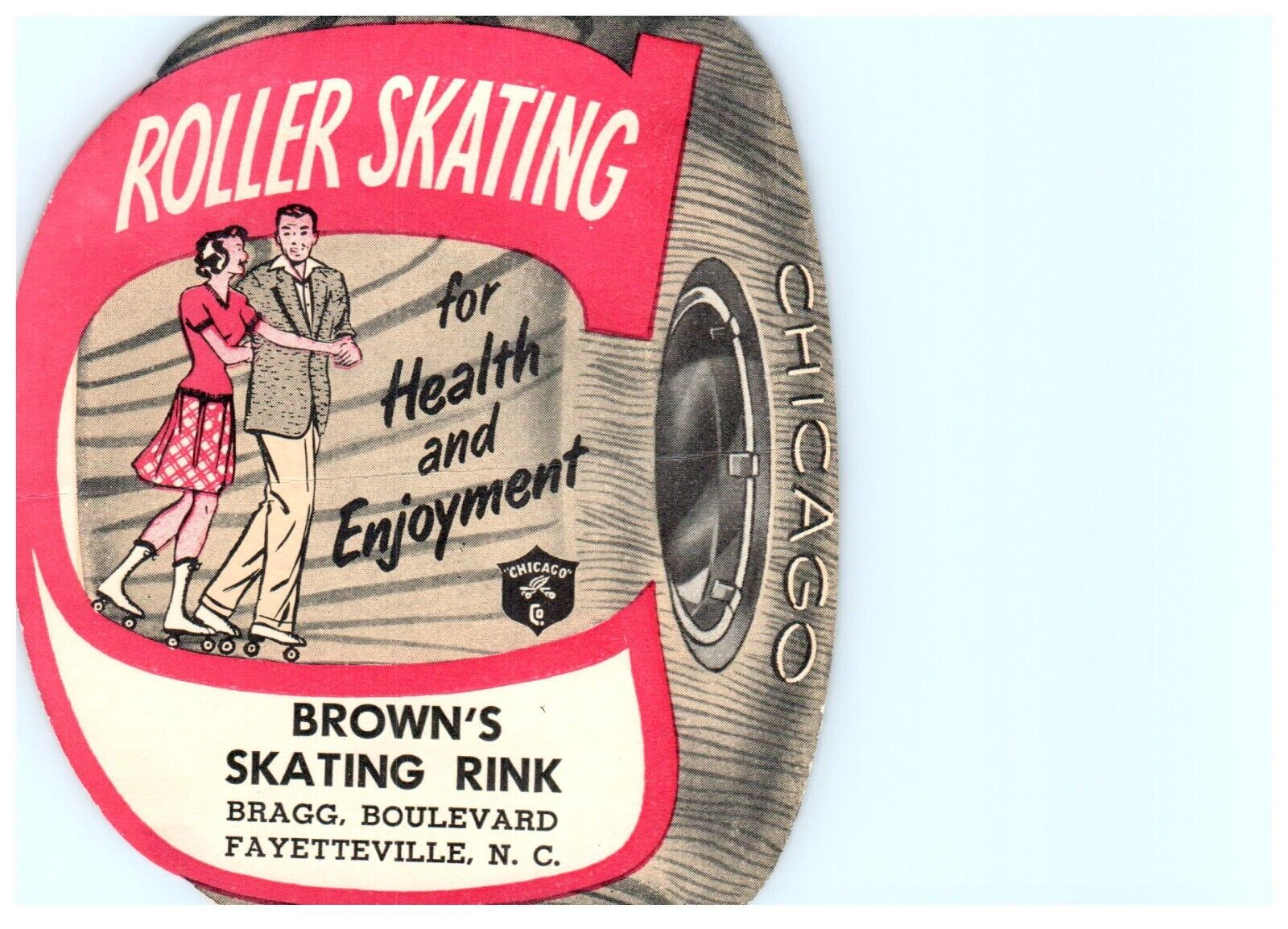Original Vintage 1940s Roller Skating Rink Sticker Brown\'s Fayetteville NC s23