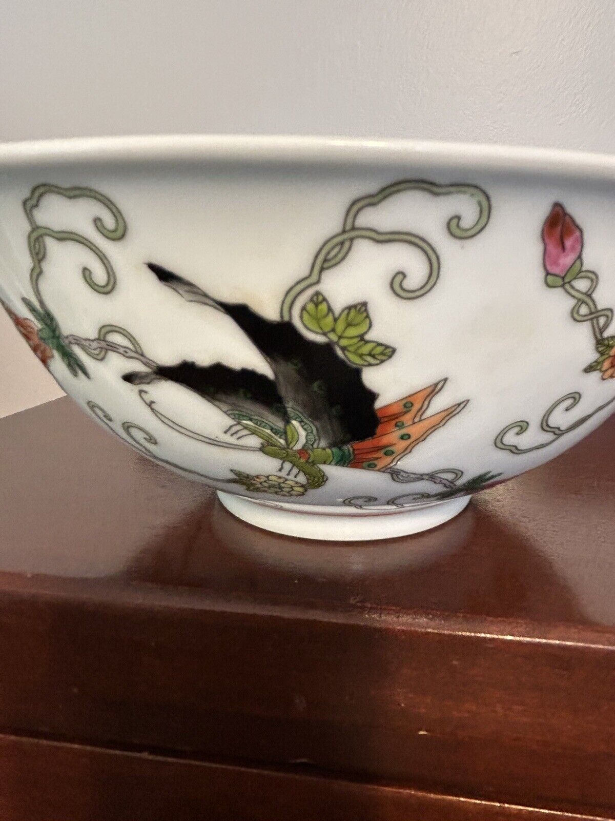 Vintage Chinese Hand painted Porcelain Bowls (5)  Butterfly And Flower Pattern