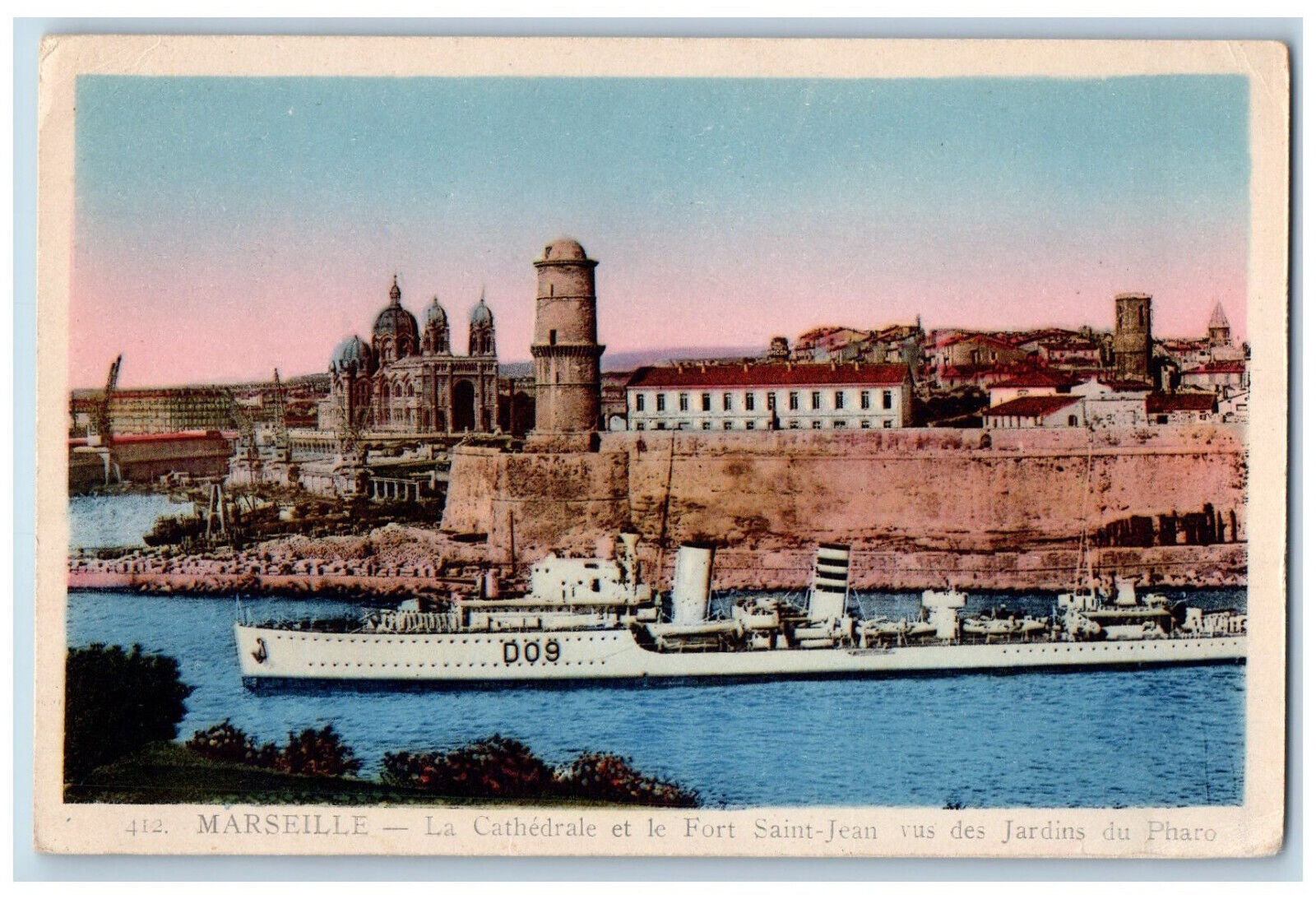 Marseille Bouches-du-Rhône France Postcard Cathedral Fort Saint Jean c1930's