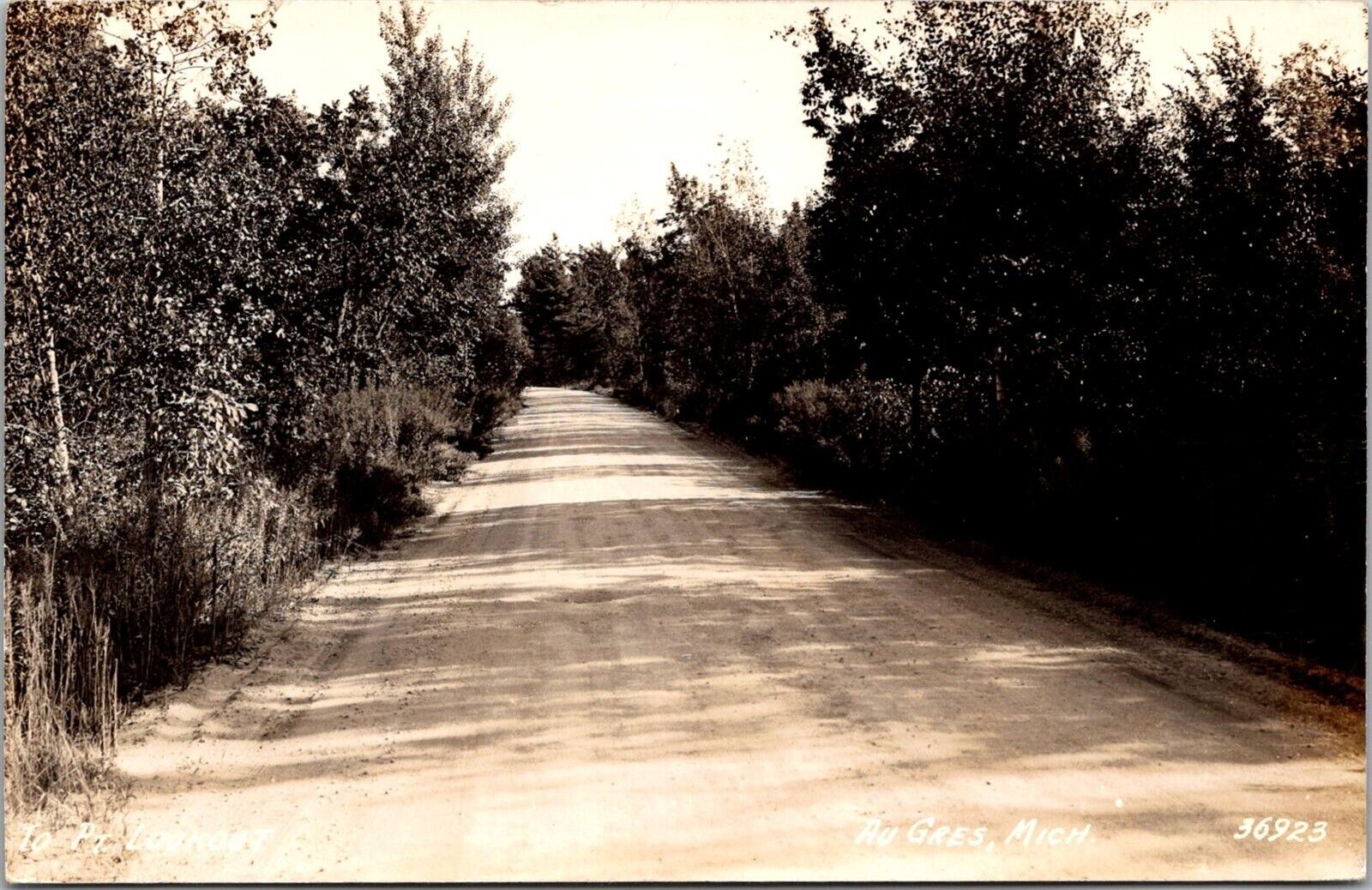 RPPC Quiet Dirt Road in Au Gres MI Vintage Postcard V80