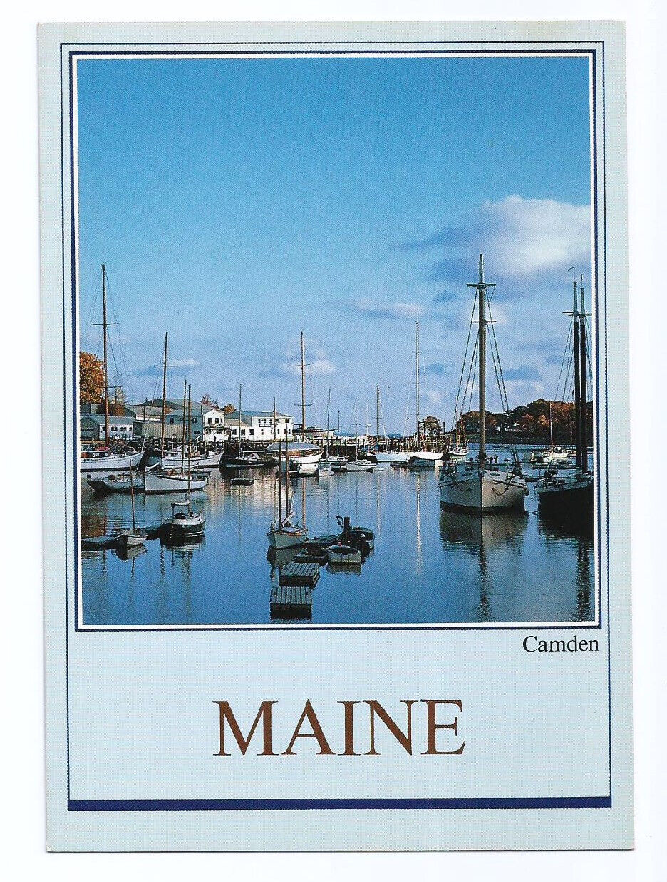 Camden Maine ME Postcard Boats Harbor