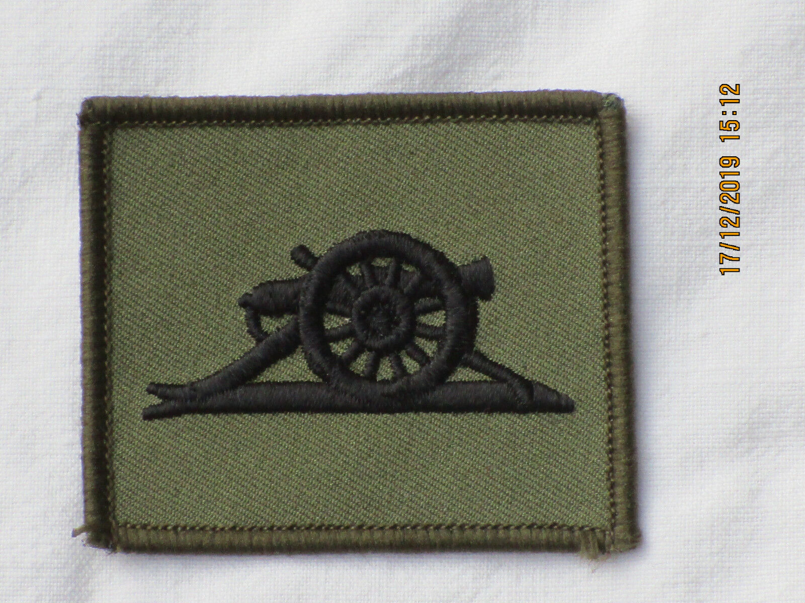 Royal Artillery Badge, Cannon, Black/Olive, 2 3/8x1 31/32in