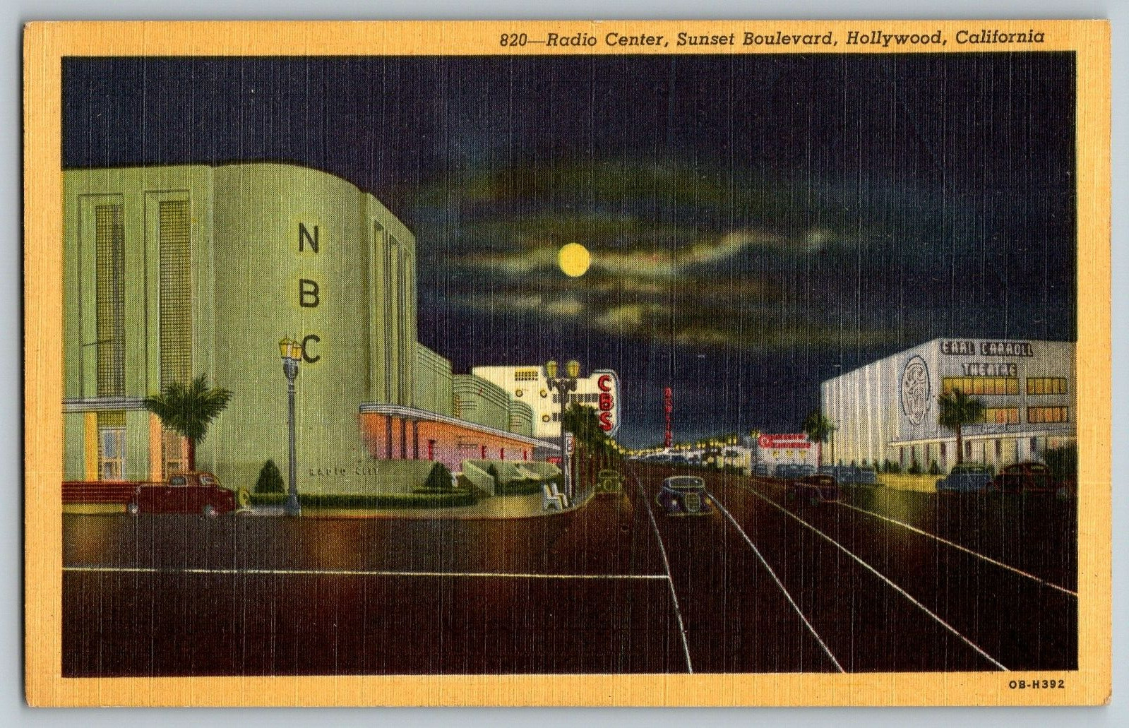 Hollywood, California - Radio Center, Sunset Boulevard - Vintage Postcard