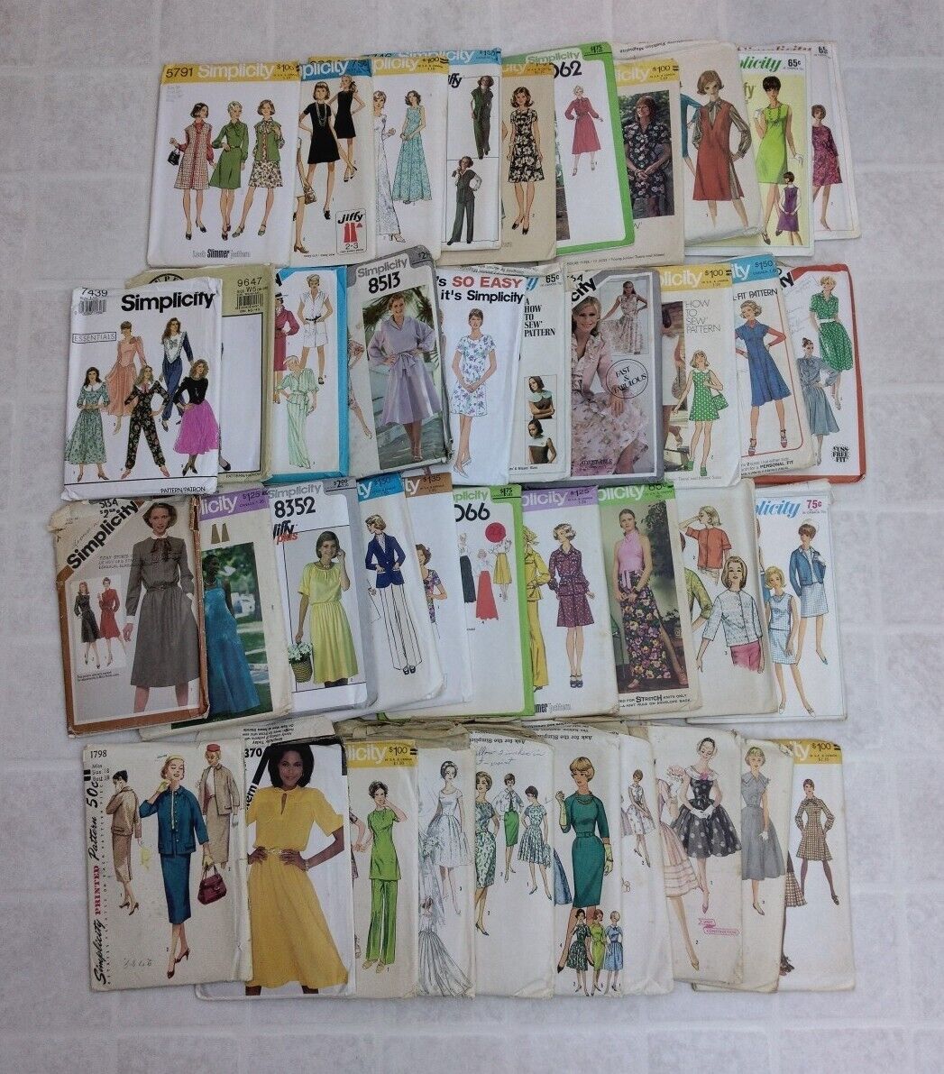 Lot of 40 Vintage Sewing Patterns 50s-80\'s Simplicity Fashion Cut Lot #2
