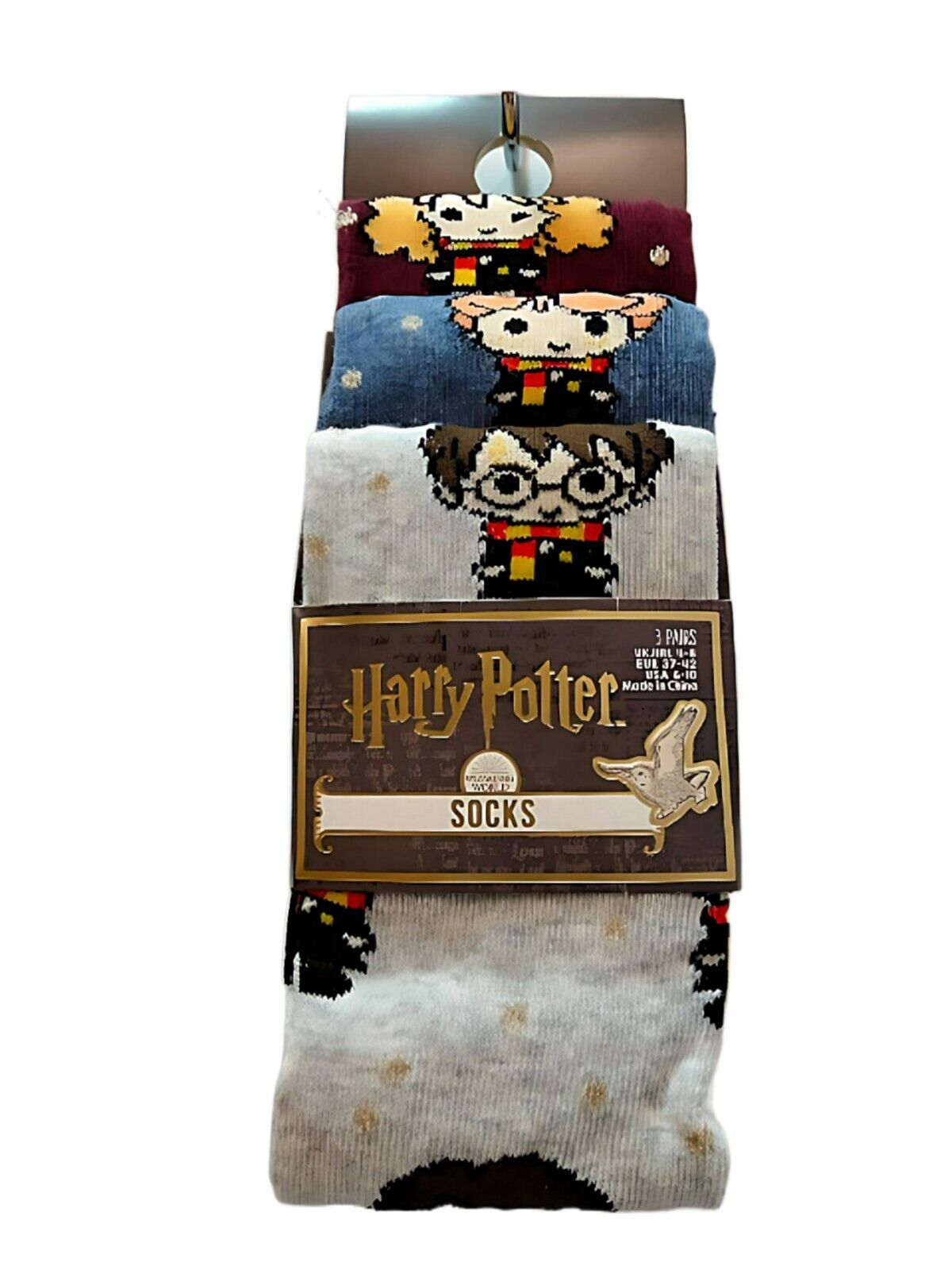 Harry Potter Hogwarts Women\'s 3 Pairs Socks Set UK 4-8 Size Ladies Ankle Sock 