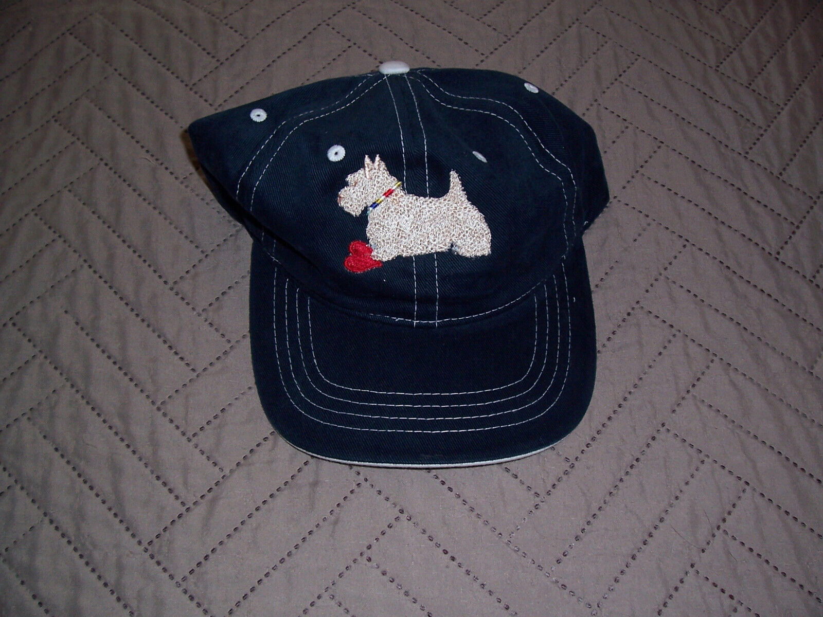 Scottie Scotty Dog Navy/White Ball Cap Embroidered Wheatie Heart