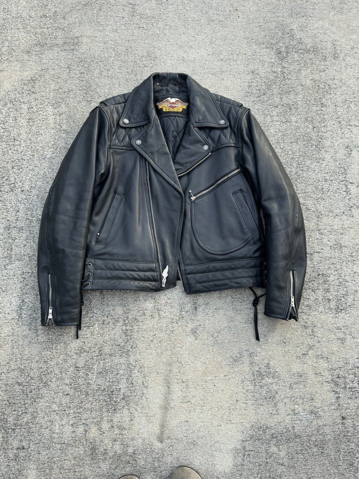 Vintage Harley Davidson Leather Jacket Sz L Mint Condition Nice Heavy Leather