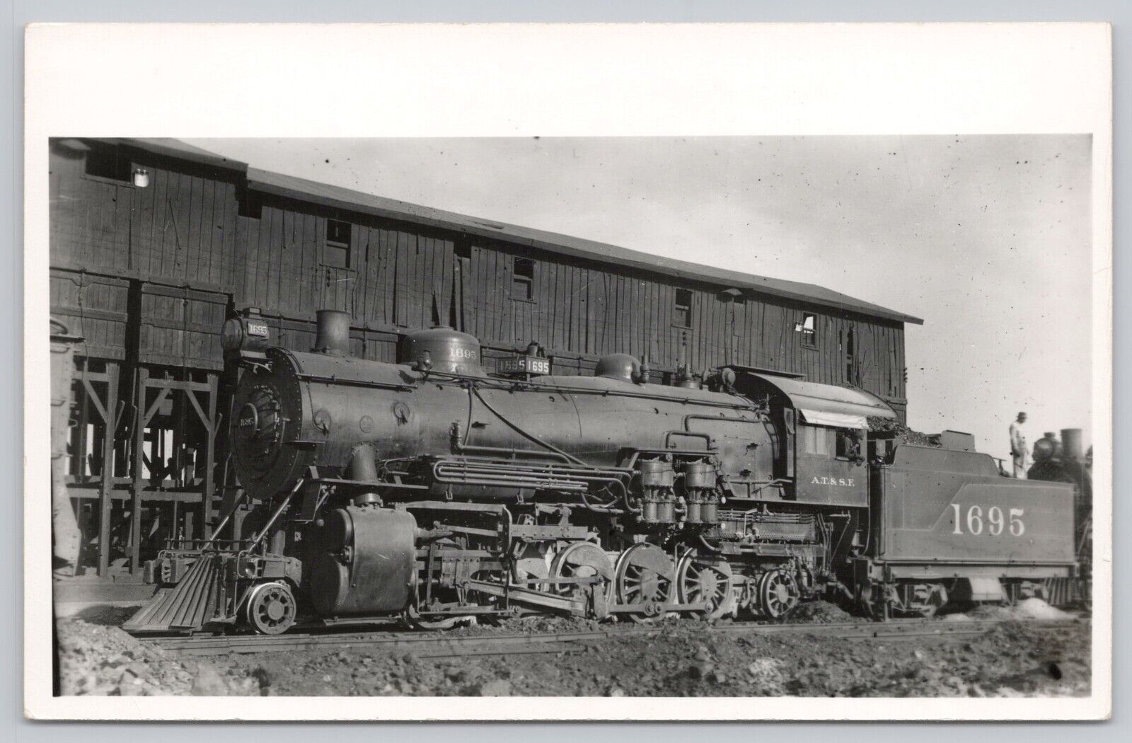 Atchison Topeka & Santa Fe Railroad Locomotive 1695 VTG RPPC Real Photo Postcard
